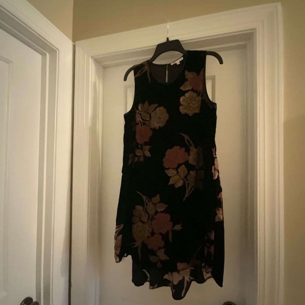 Velvet Floral Sleeveless Dress